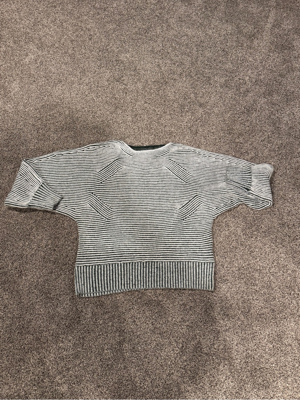 Women's Striped Crewneck Sweater - Gray and White
